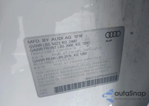 2017 Audi Q5 Premium from USA, damaged, VIN WA1C2AFPXHA069909